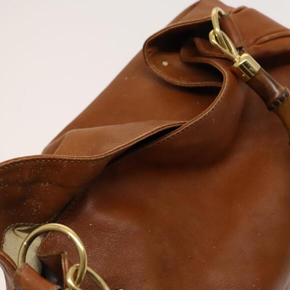 GUCCI Bamboo Shoulder Bag Leather Brown Gold 001 14 001 14 - Picture 6 of 16